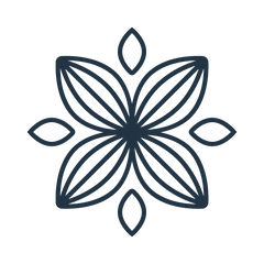 Decorative flower icon with five petals on a white background