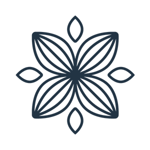 Decorative flower icon with five petals on a white background