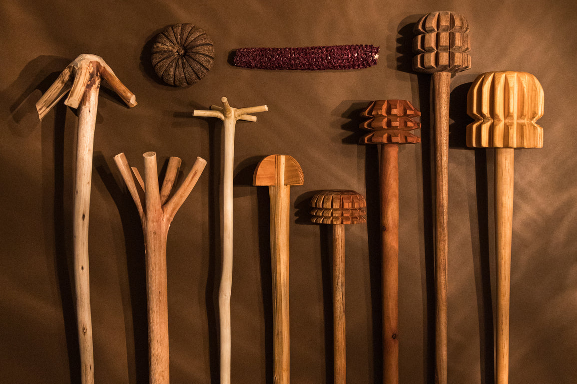 Variety of wooden mixers for drinking chocolate